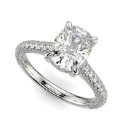 Emilia Cushion Cut Hidden Halo 4 Prong Claw Set Engagement Ring - Nivetta